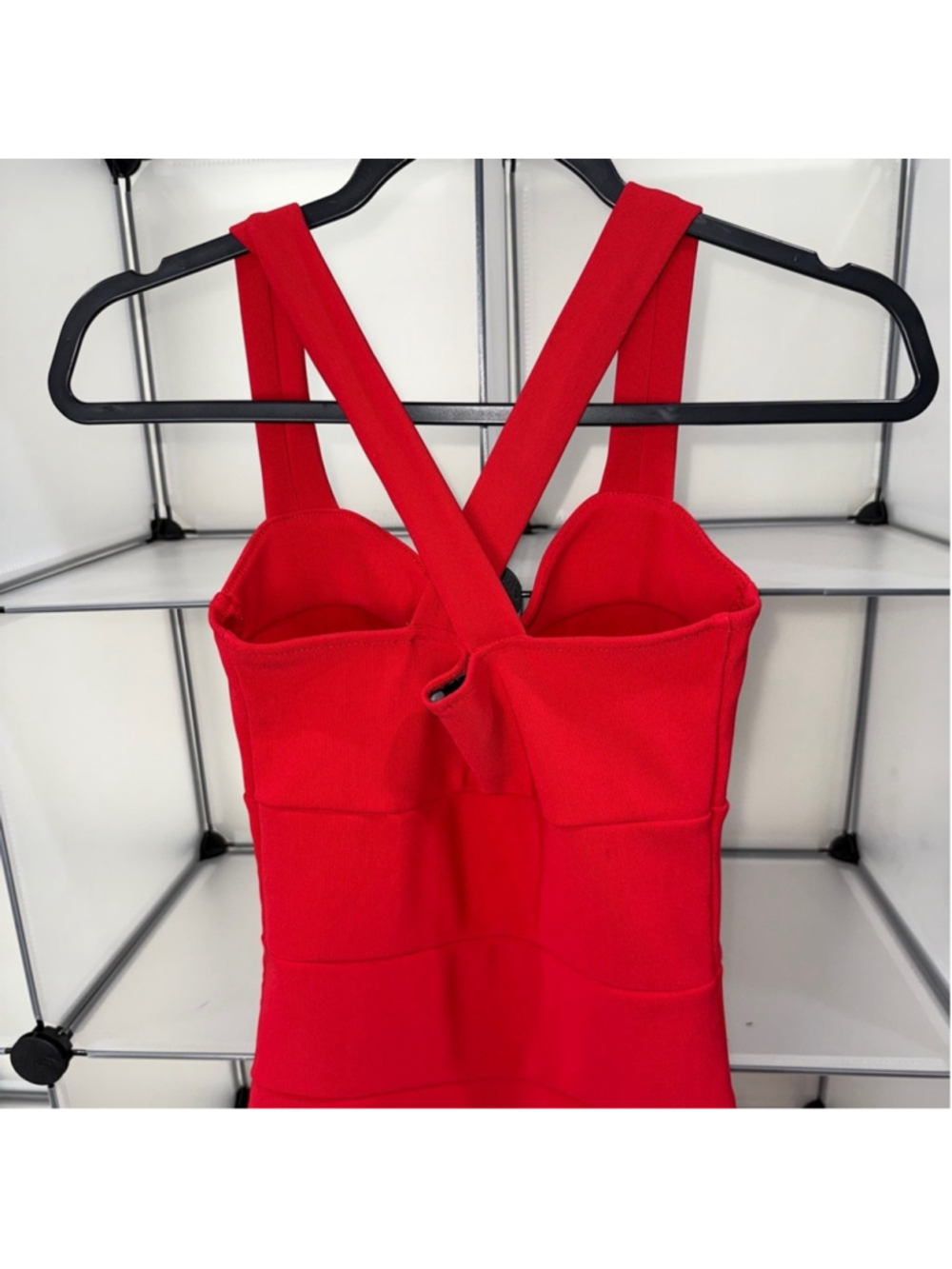 ASOS Womens Red Cross Back Corset Bodycon Dress Size 2 - Picture 9 of 10
